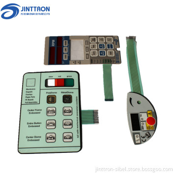 Standard membrane keypad with metal dome, embossed buttons, connector, led and window ect.